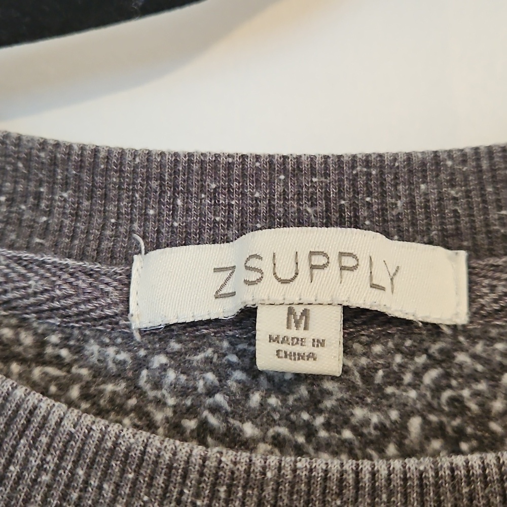 Z Supply Sweatshirt Womens Medium Oversized Pullover stars distress - Picture 3 of 5